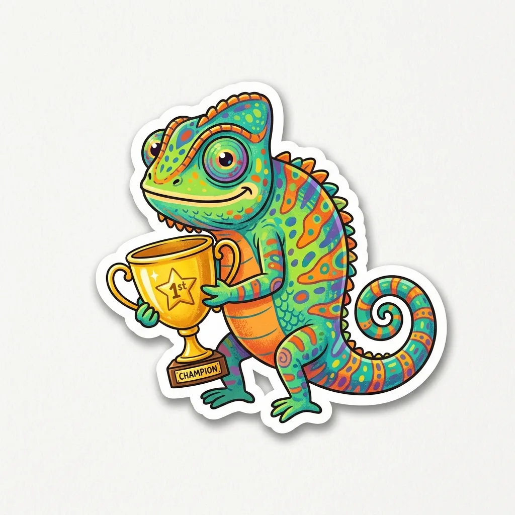 Sticker Caméléon Trophée